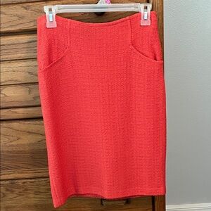 St. John Coral Orange Pencil Skirt